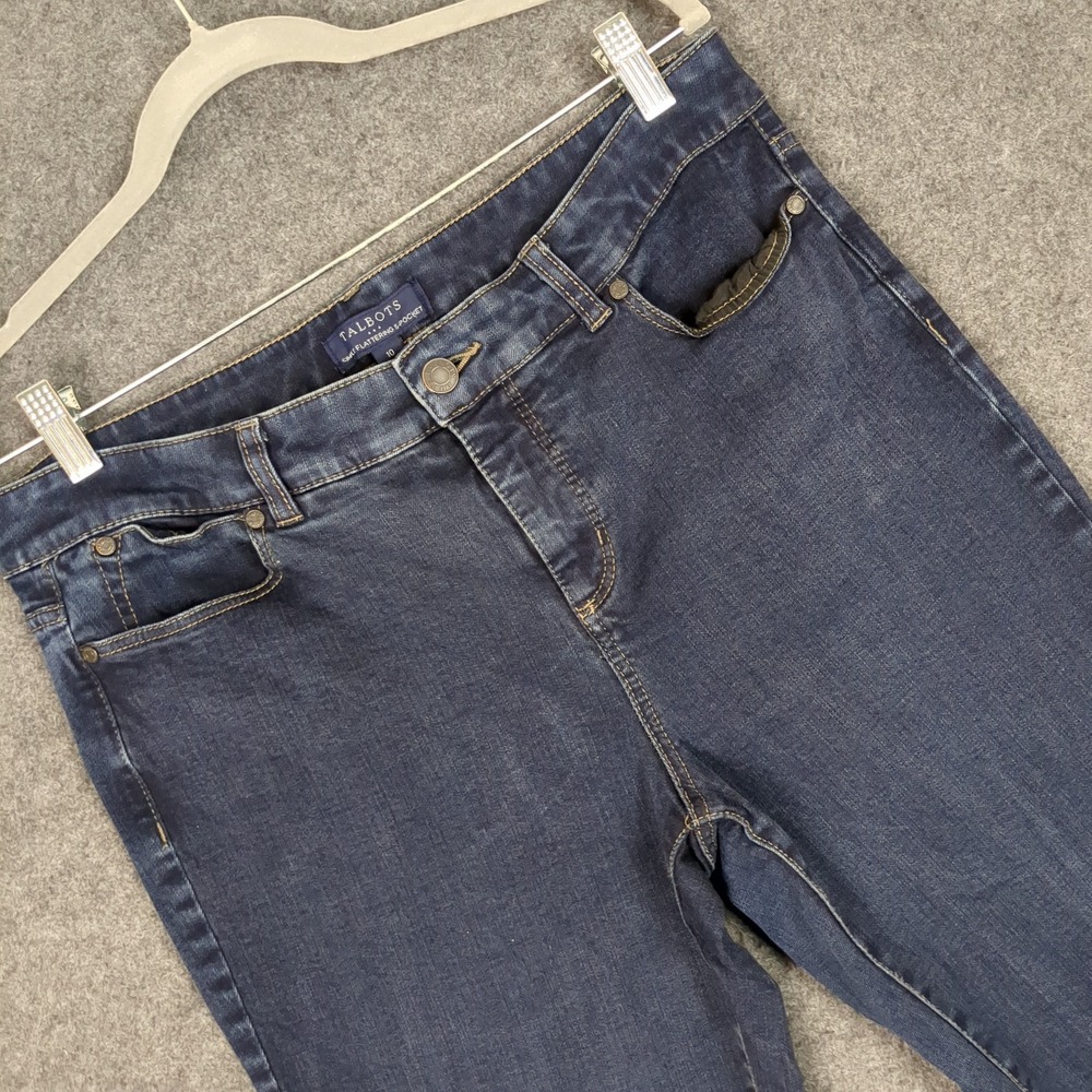Talbots Simply Flattering 5-Pocket Jeans Womens 10 Dark Wash Straight Leg Denim
